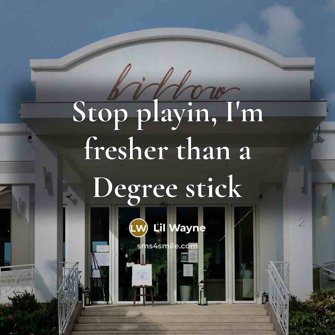 “Stop playin, I'm fresher than a Degree stick…” quote by Lil Wayne