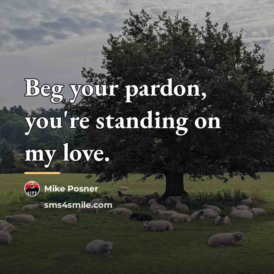 “Beg your pardon, you're standing on my love.…” quote by Mike Posner