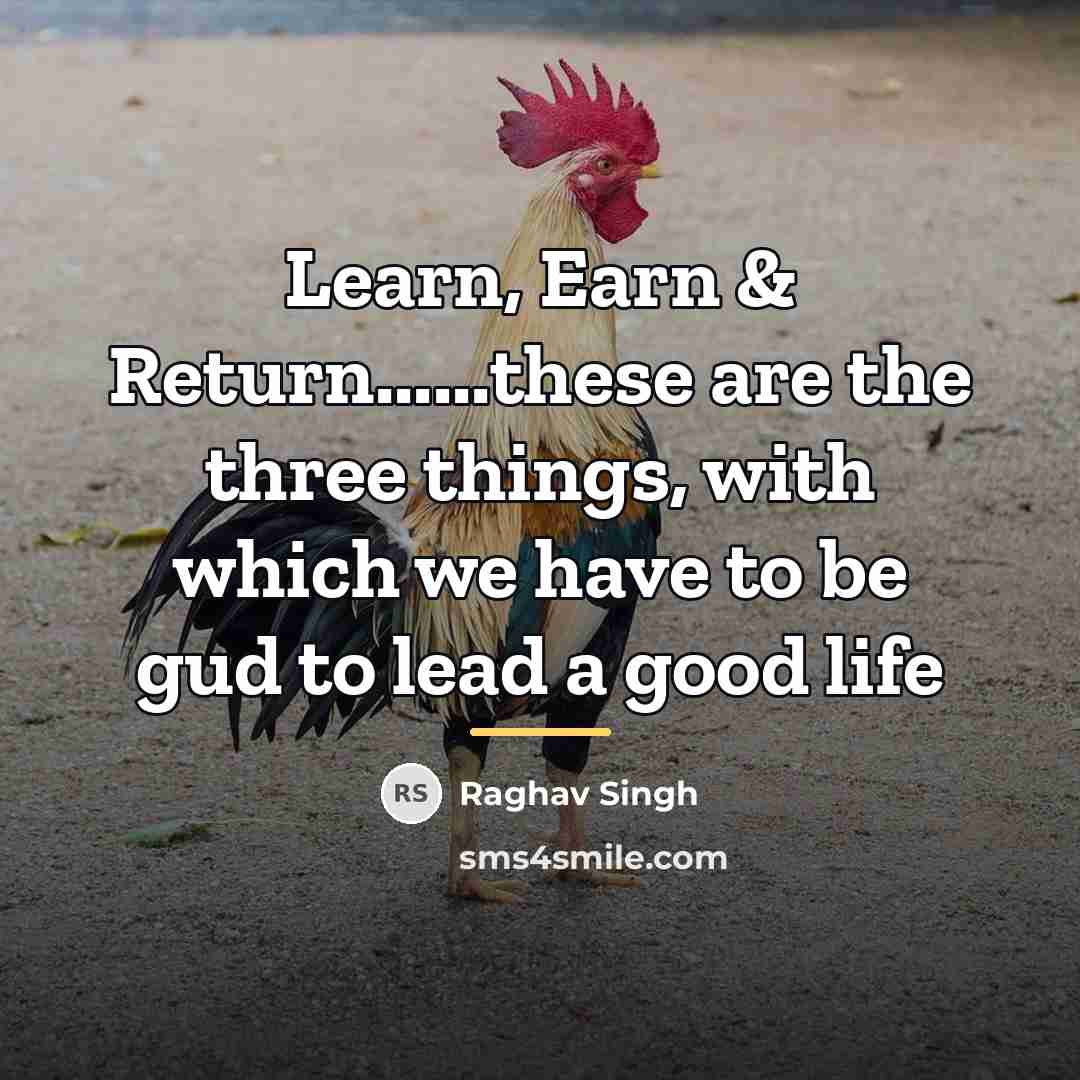 “Learn, Earn & Return......these are the three things, with which…” quote by Raghav Singh