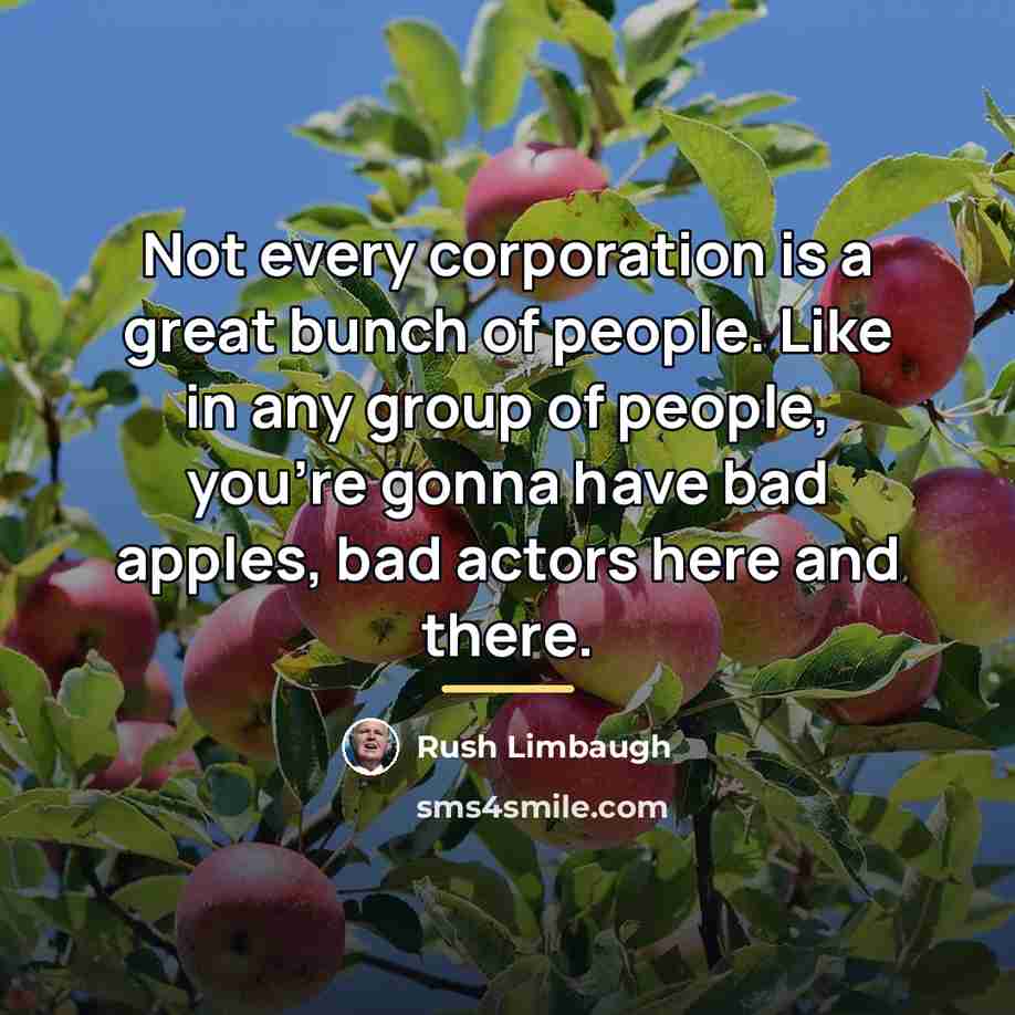 “Not every corporation is a great bunch of people. Like…” quote by Rush Limbaugh