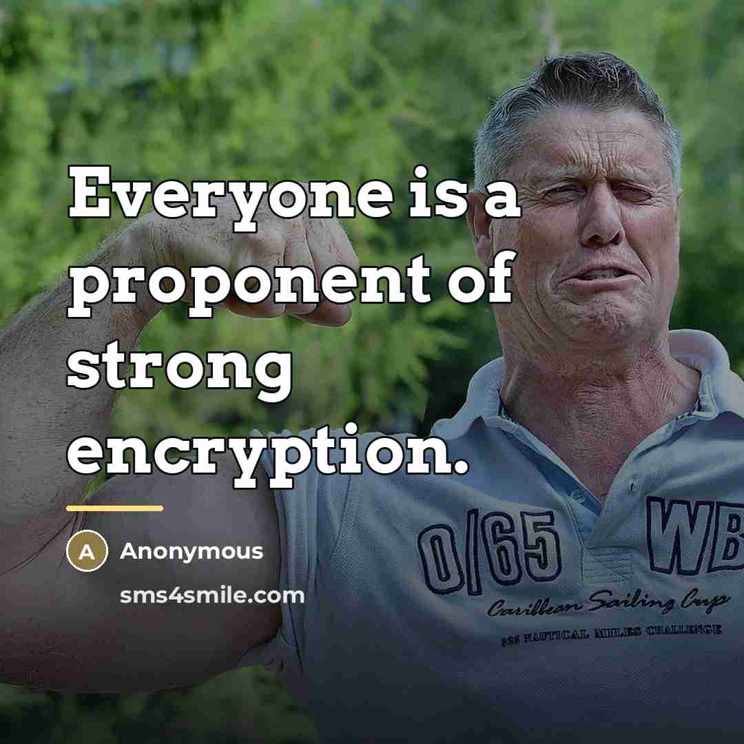“Everyone is a proponent of strong encryption.…” quote by Anonymous
