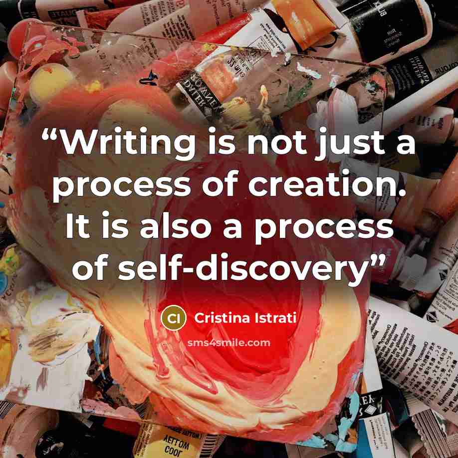 “Writing is not just a process of creation. It is also a process of self-discovery” quote by Cristina Istrati
