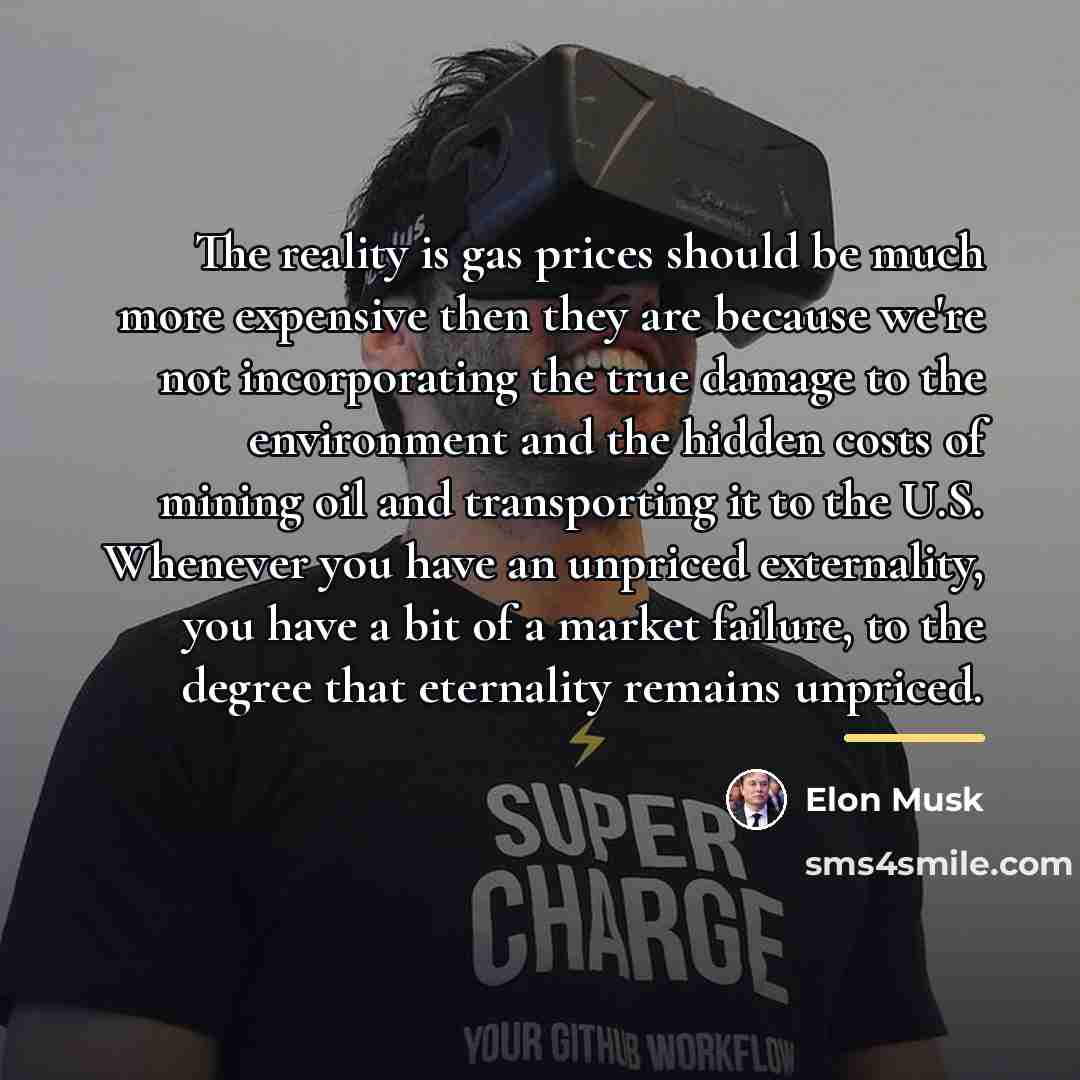 “The reality is gas prices should be much more expensive…” quote by Elon Musk
