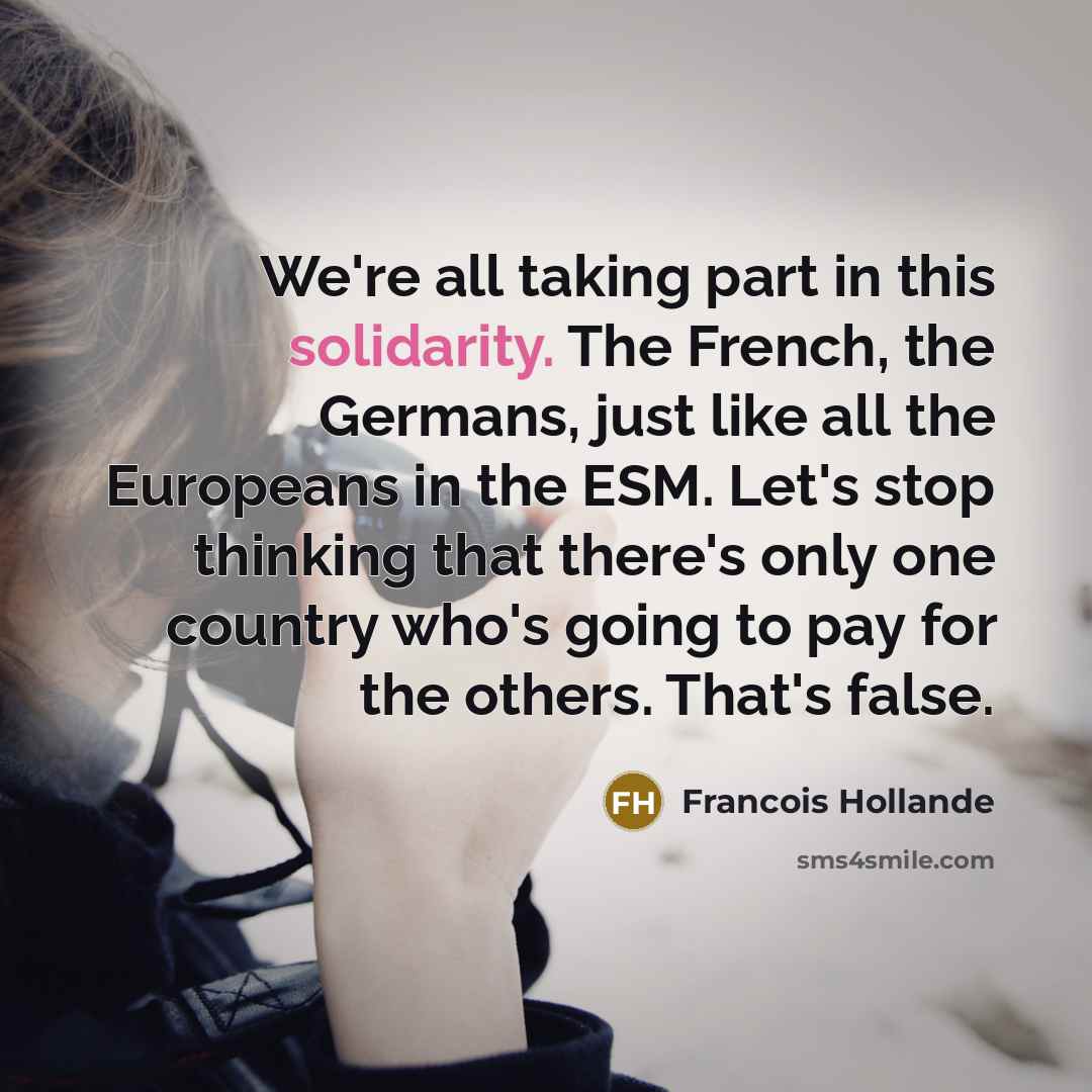 “We're all taking part in this solidarity. The French, the…” quote by Francois Hollande