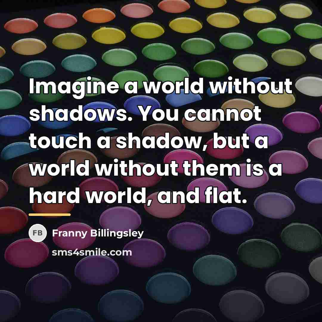 “Imagine a world without shadows. You cannot touch a shadow,…” quote by Franny Billingsley