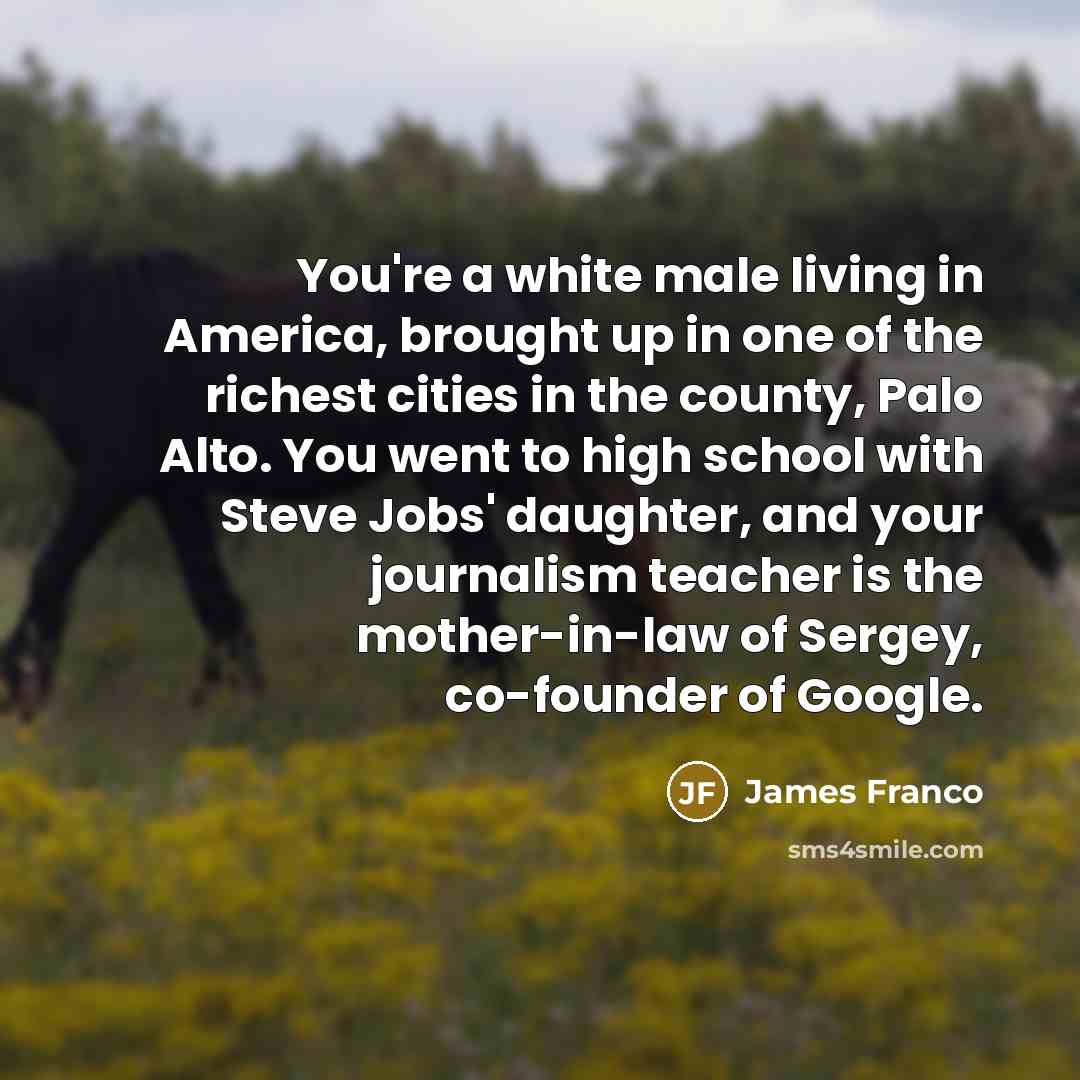 “You're a white male living in America, brought up in…” quote by James Franco