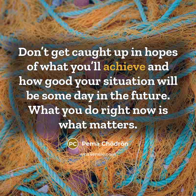 “Don’t get caught up in hopes of what you’ll achieve…” quote by Pema Chodron