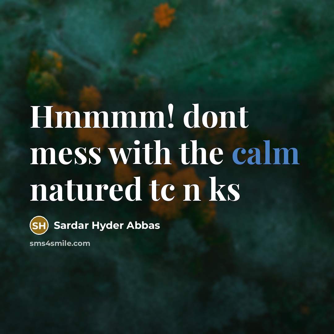 “Hmmmm! dont mess with the calm natured tc n ks…” quote by Sardar Hyder Abbas