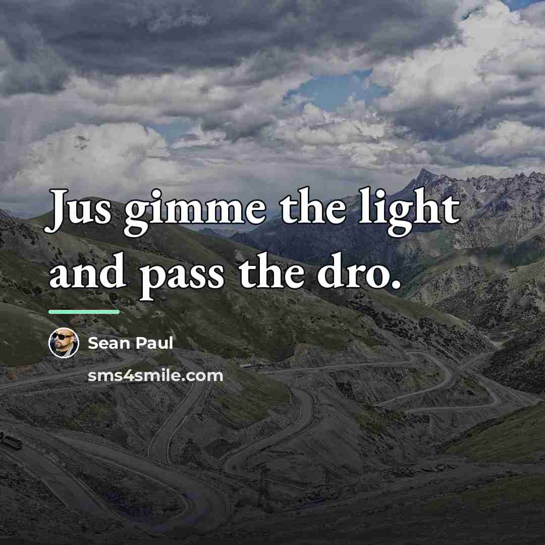 “Jus gimme the light and pass the dro.…” quote by Sean Paul