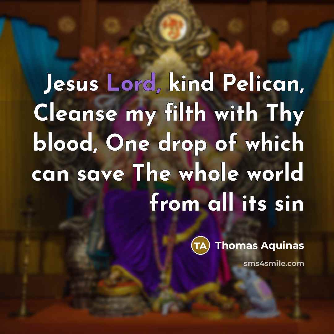 “Jesus Lord, kind Pelican, Cleanse my filth with Thy blood,…” quote by Thomas Aquinas