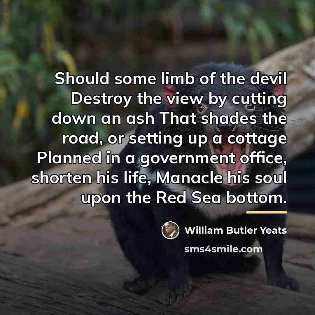 “Should some limb of the devil Destroy the view by…” quote by William Butler Yeats