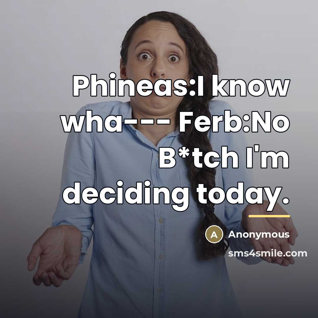“Phineas:I know wha--- Ferb:No B*tch I'm deciding today.…” quote by Anonymous