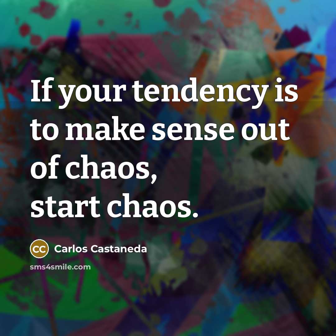 “If your tendency is to make sense out of chaos,…” quote by Carlos Castaneda