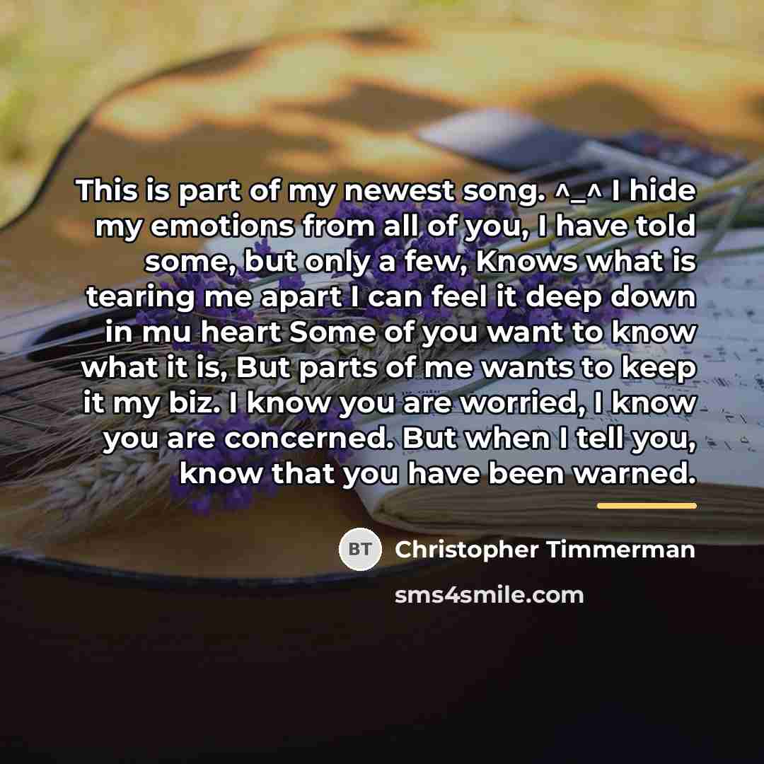 “This is part of my newest song. ^_^ I hide…” quote by Christopher Timmerman