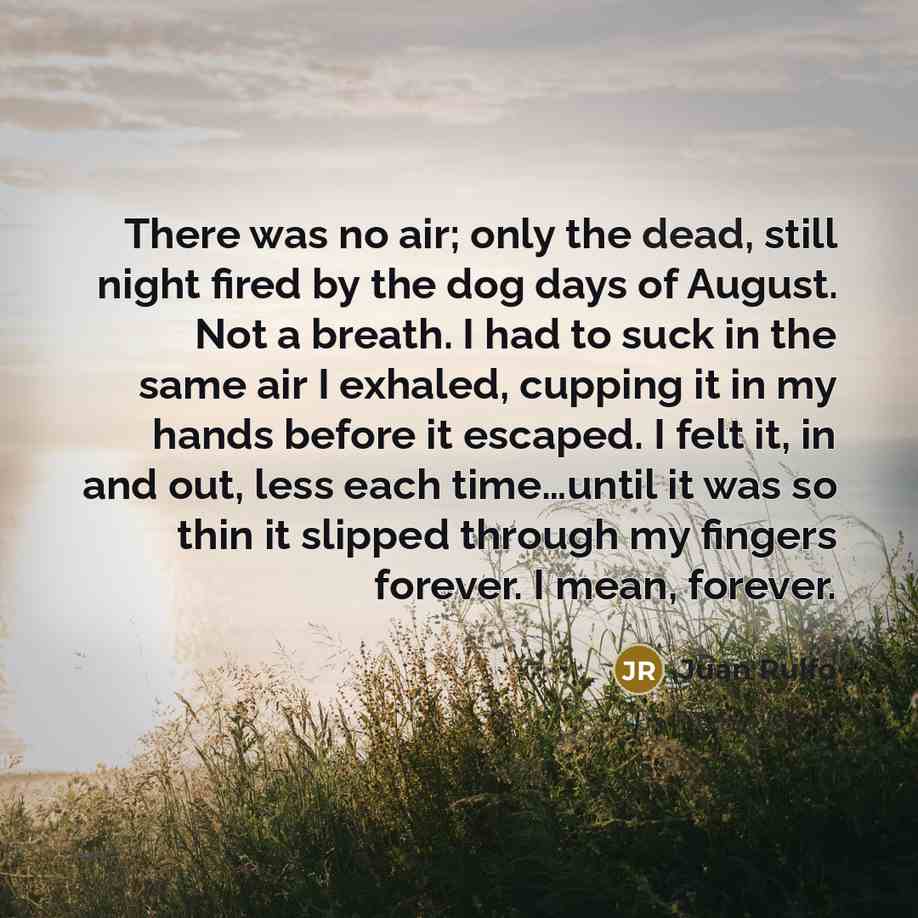 “There was no air; only the dead, still night fired…” quote by Juan Rulfo