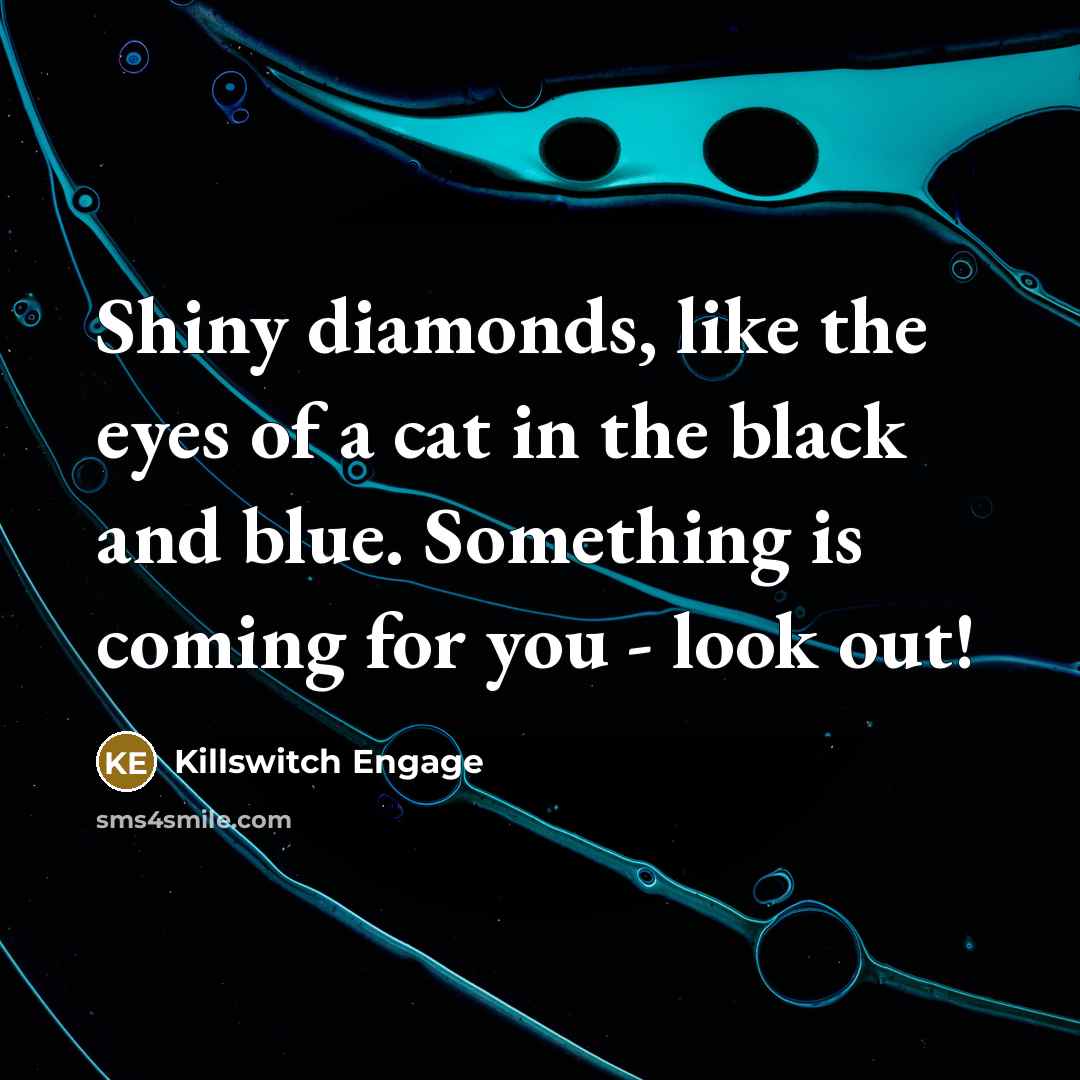 “Shiny diamonds, like the eyes of a cat in the…” quote by Killswitch Engage
