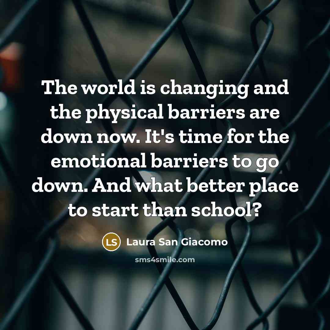 “The world is changing and the physical barriers are down…” quote by Laura San Giacomo