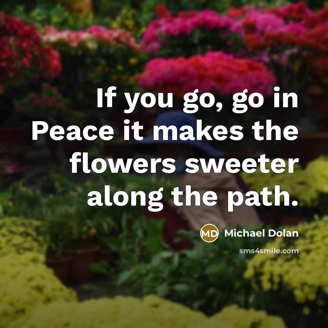 “If you go, go in Peace it makes the flowers…” quote by Michael Dolan