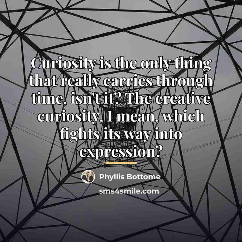 “Curiosity is the only thing that really carries through time,…” quote by Phyllis Bottome