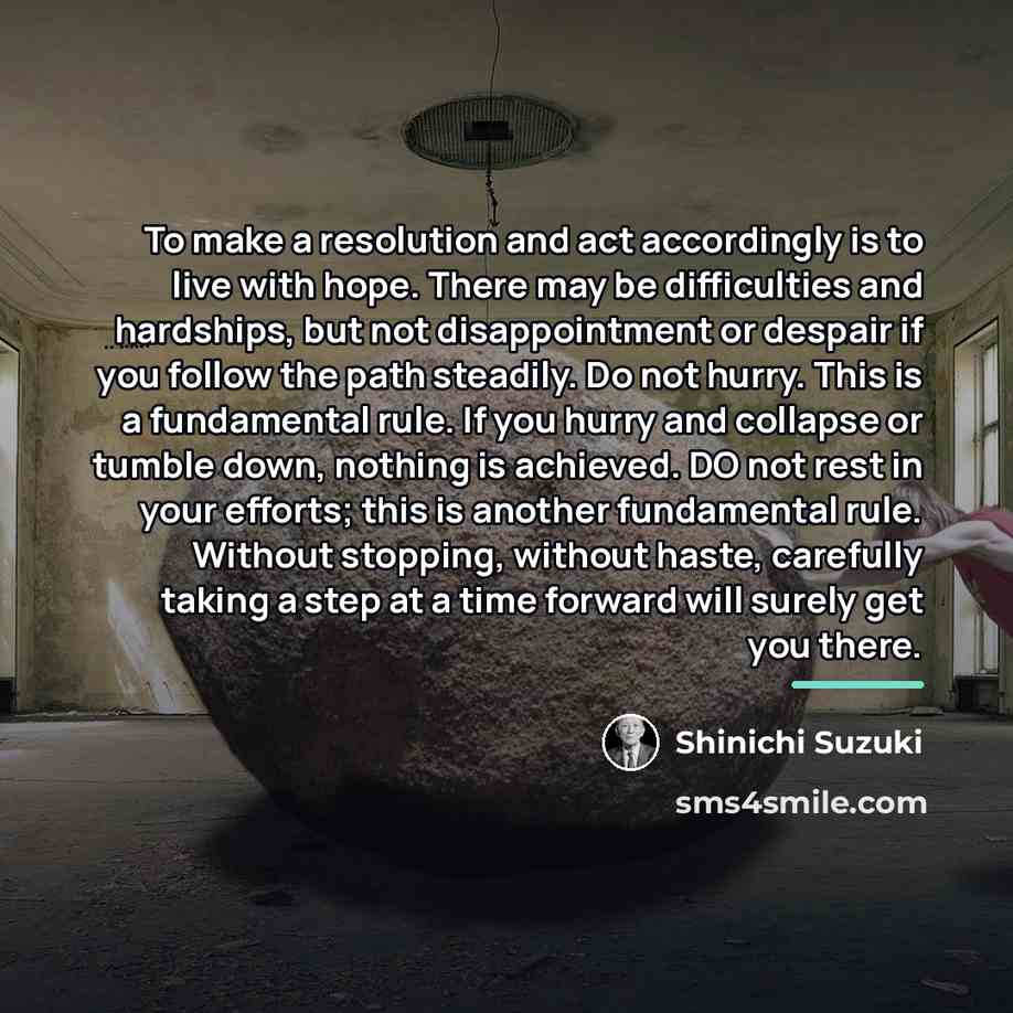 “To make a resolution and act accordingly is to live…” quote by Shinichi Suzuki