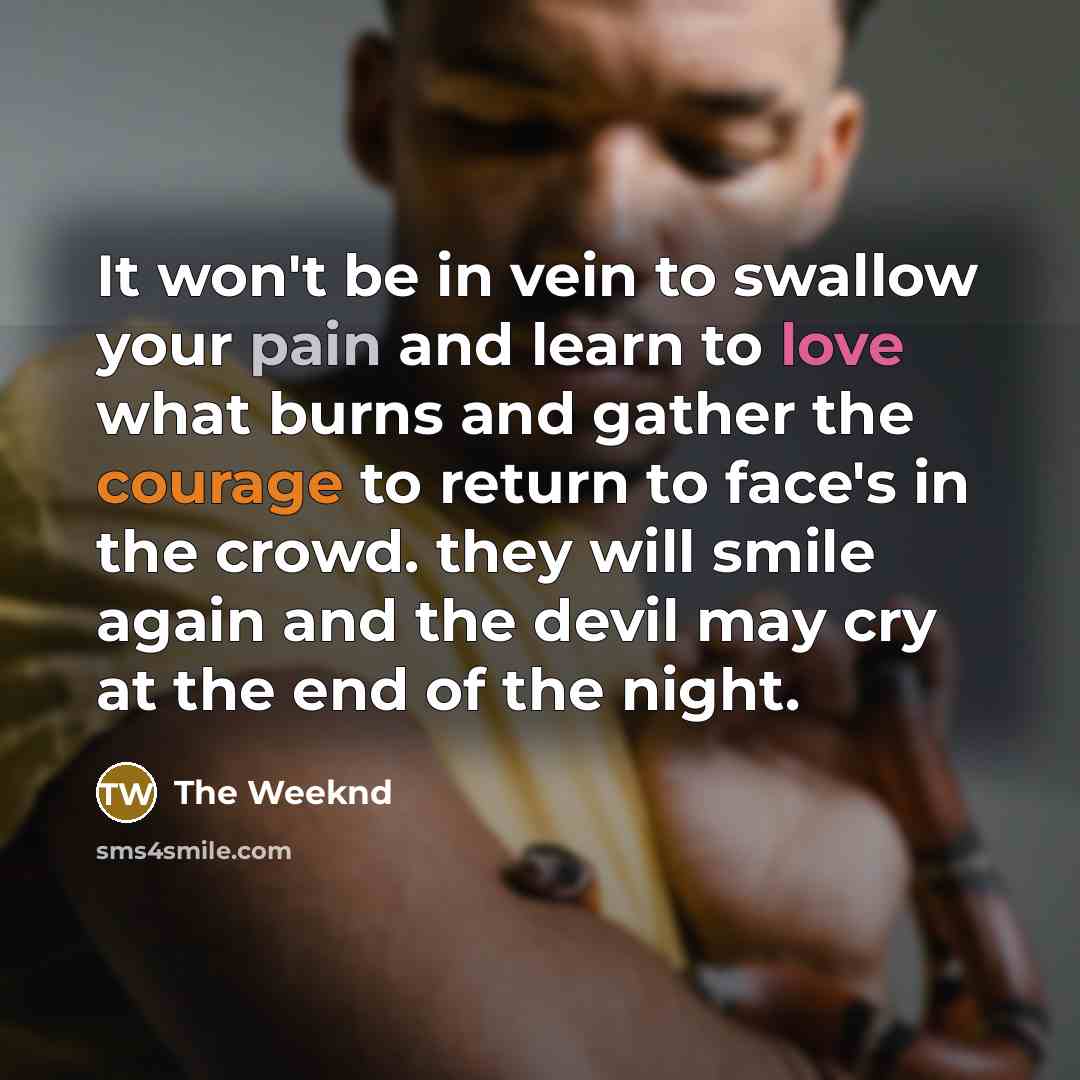 “It won't be in vein to swallow your pain and…” quote by The Weeknd