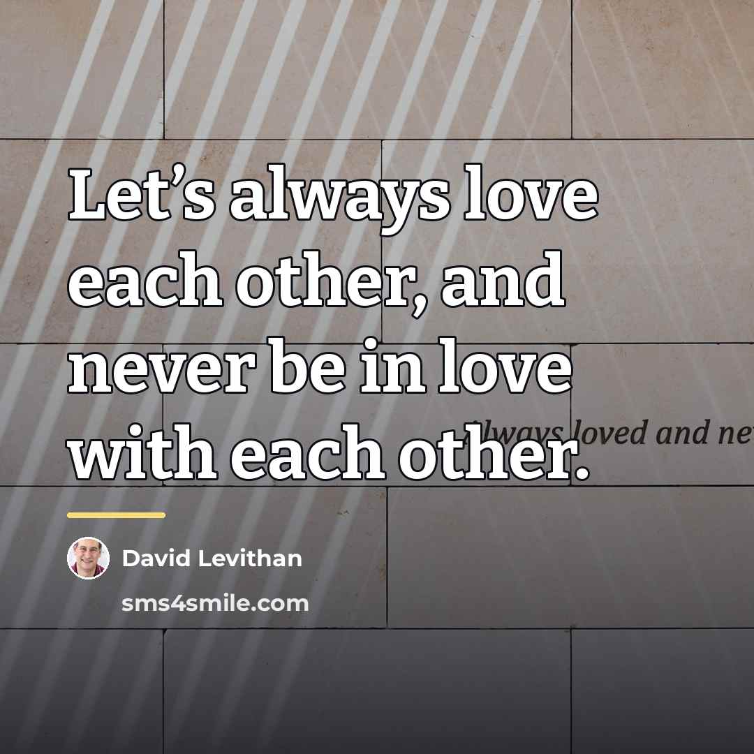 “Let’s always love each other, and never be in love…” quote by David Levithan
