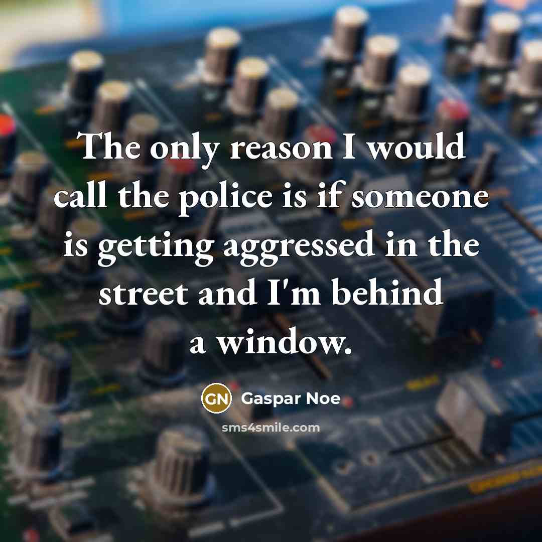 “The only reason I would call the police is if…” quote by Gaspar Noe