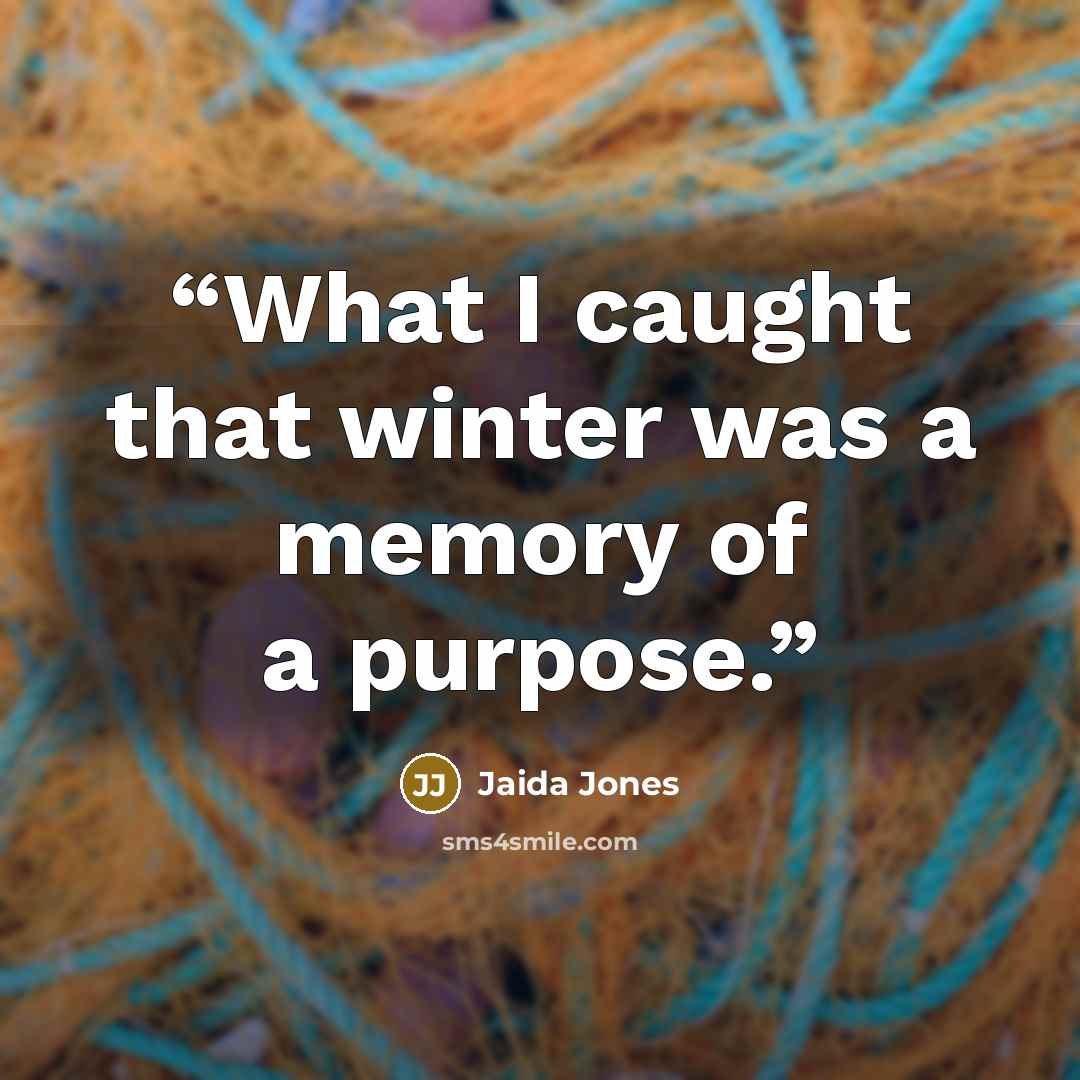 “What I caught that winter was a memory of a purpose.” quote by Jaida Jones