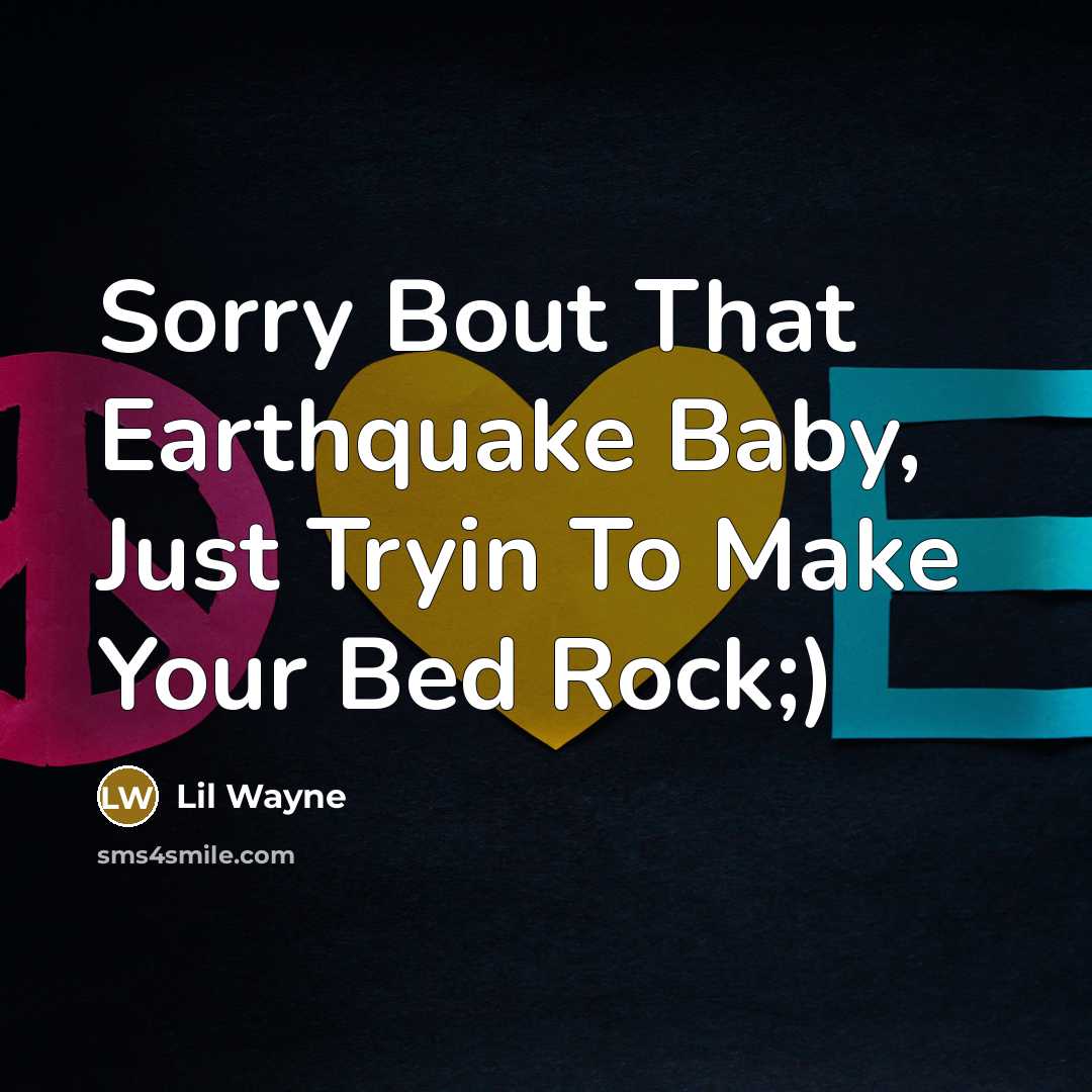 “Sorry Bout That Earthquake Baby, Just Tryin To Make Your…” quote by Lil Wayne