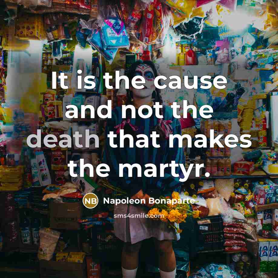 “It is the cause and not the death that makes…” quote by Napoleon Bonaparte