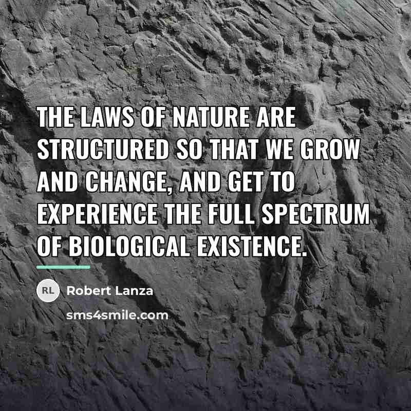 “The laws of nature are structured so that we grow…” quote by Robert Lanza
