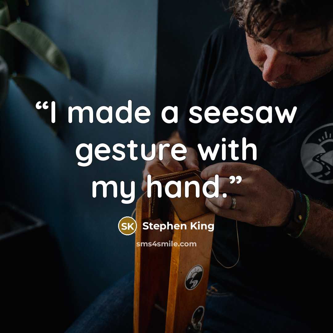 “I made a seesaw gesture with my hand.” quote by Stephen King