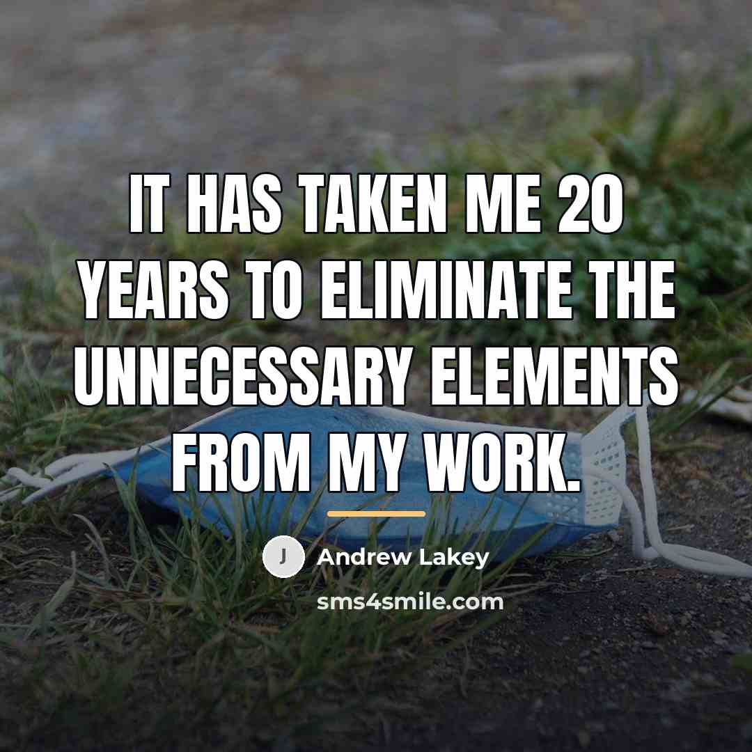“It has taken me 20 years to eliminate the unnecessary…” quote by Andrew Lakey