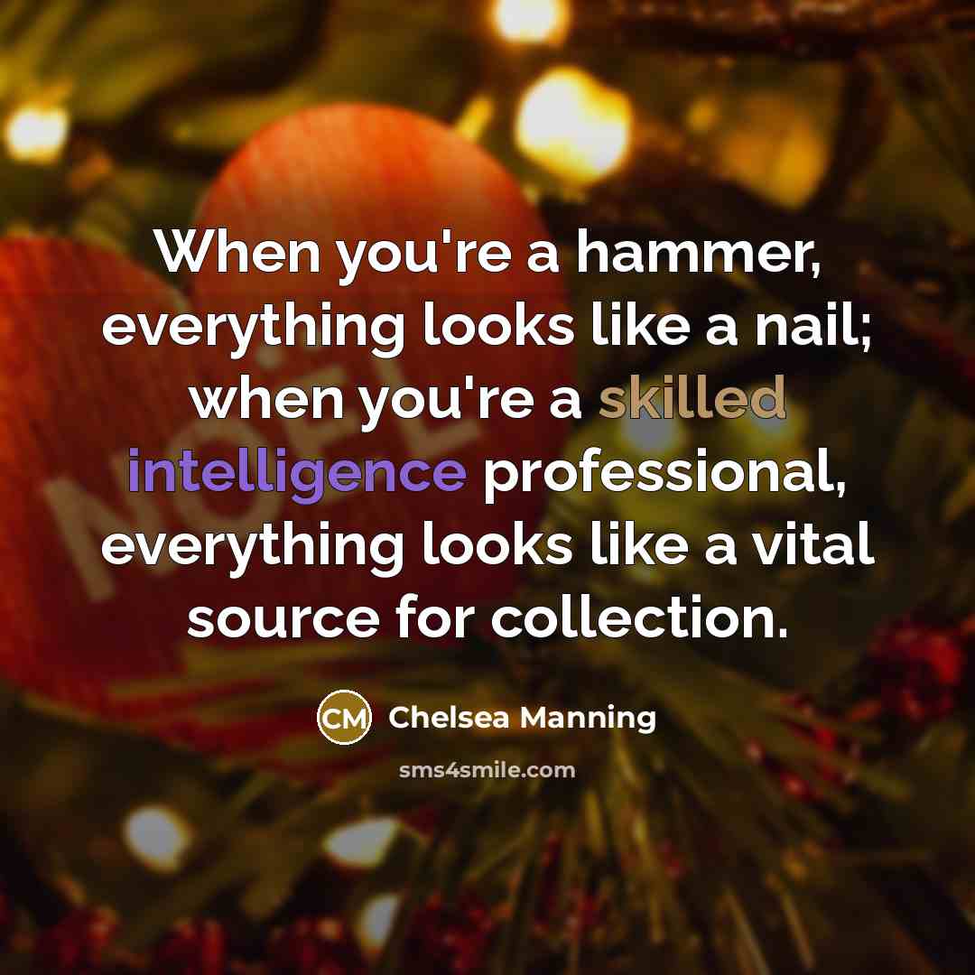 “When you're a hammer, everything looks like a nail; when…” quote by Chelsea Manning