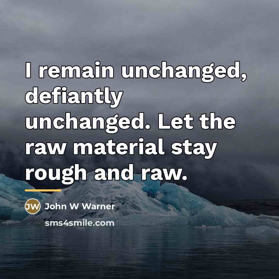 “I remain unchanged, defiantly unchanged. Let the raw material stay…” quote by John W Warner