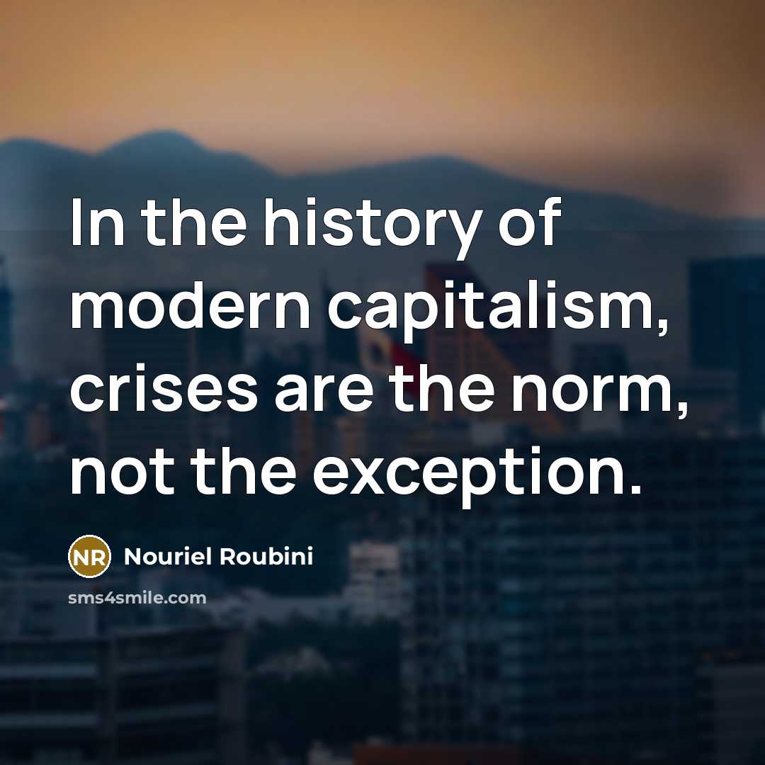 “In the history of modern capitalism, crises are the norm,…” quote by Nouriel Roubini