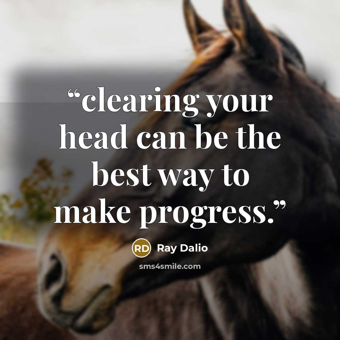 “clearing your head can be the best way to make progress.” quote by Ray Dalio