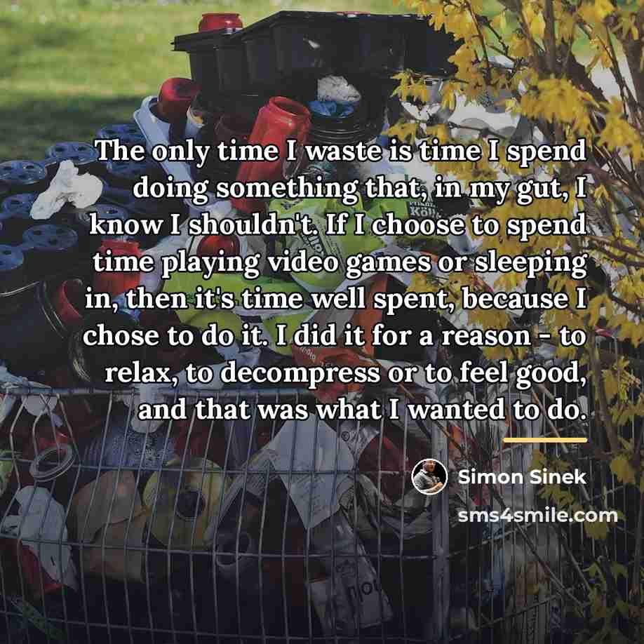“The only time I waste is time I spend doing…” quote by Simon Sinek