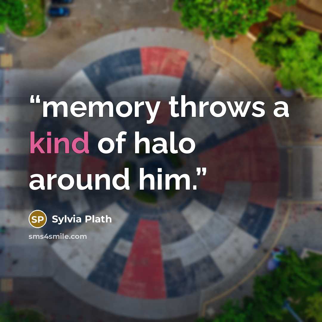 “memory throws a kind of halo around him.” quote by Sylvia Plath