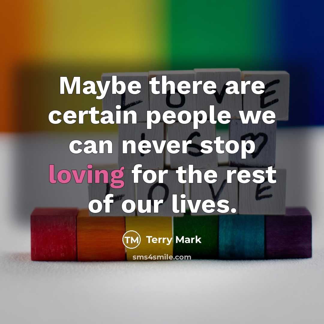 “Maybe there are certain people we can never stop loving…” quote by Terry Mark