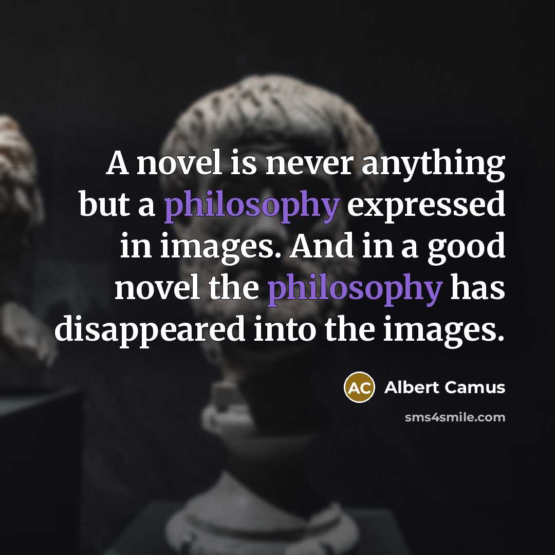 “A novel is never anything but a philosophy expressed in…” quote by Albert Camus