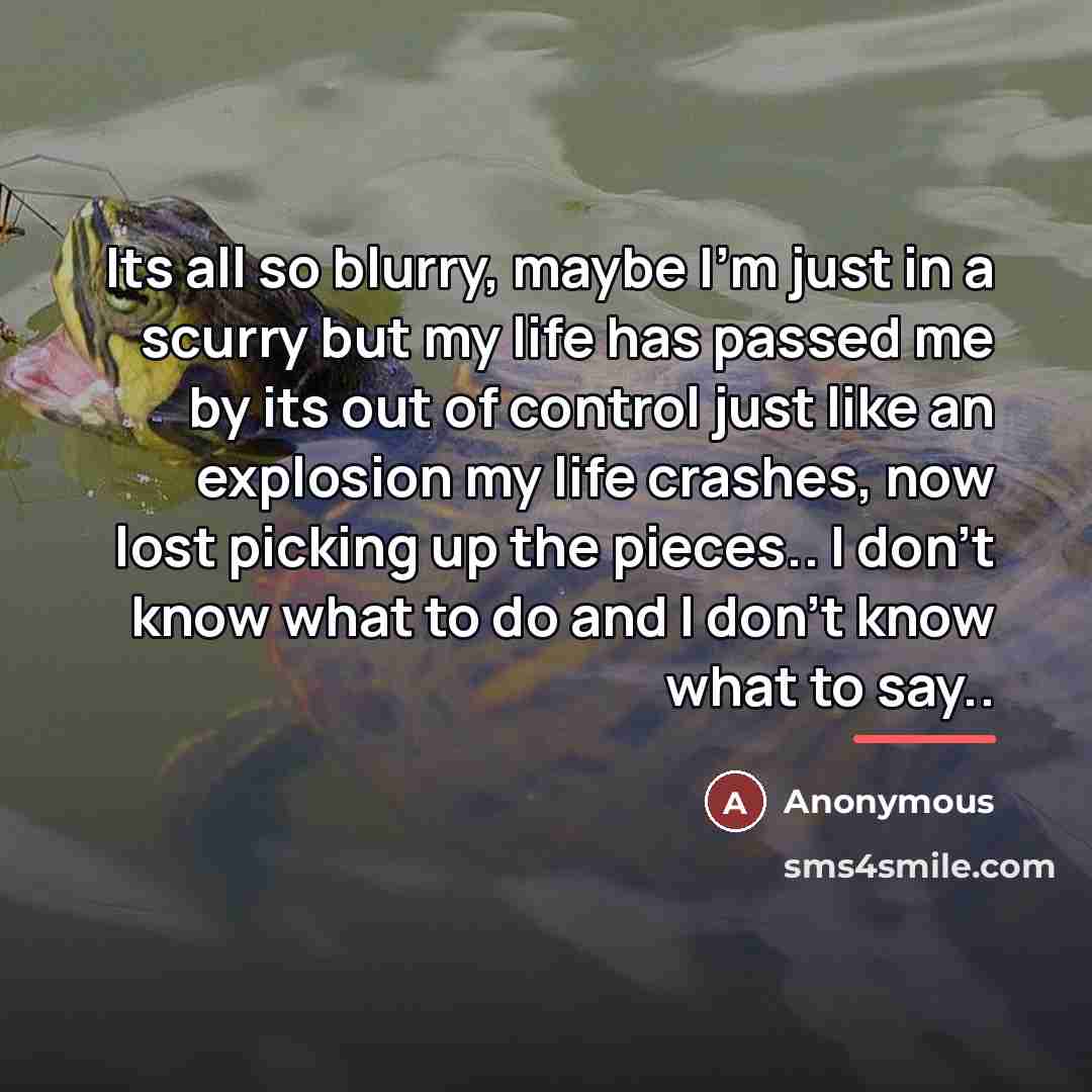 “Its all so blurry, maybe I'm just in a scurry…” quote by Anonymous