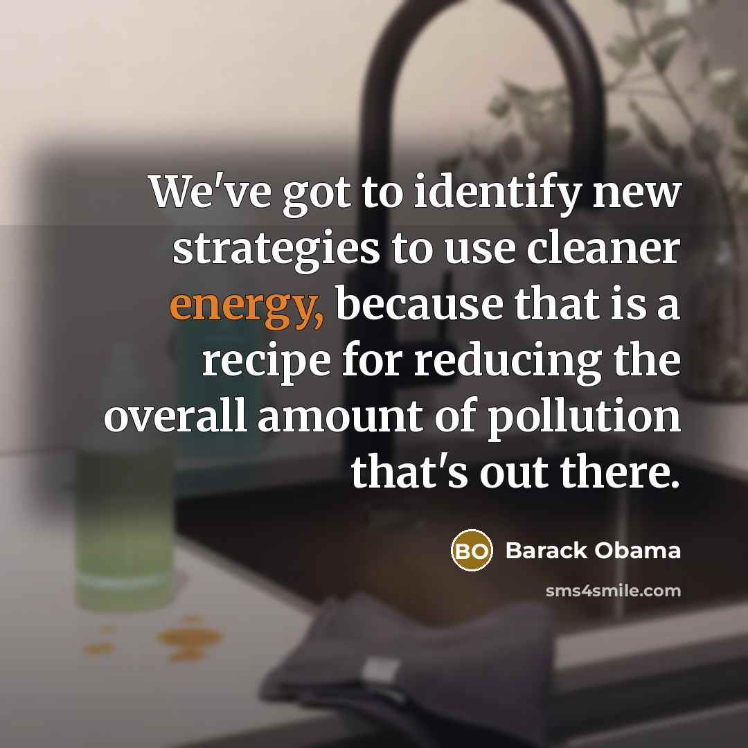 “We've got to identify new strategies to use cleaner energy,…” quote by Barack Obama