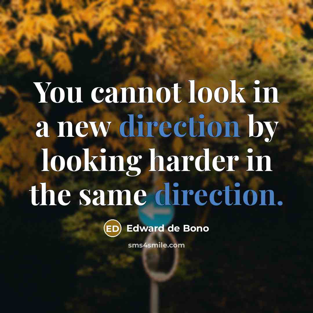“You cannot look in a new direction by looking harder in the same direction.” quote by Edward de Bono