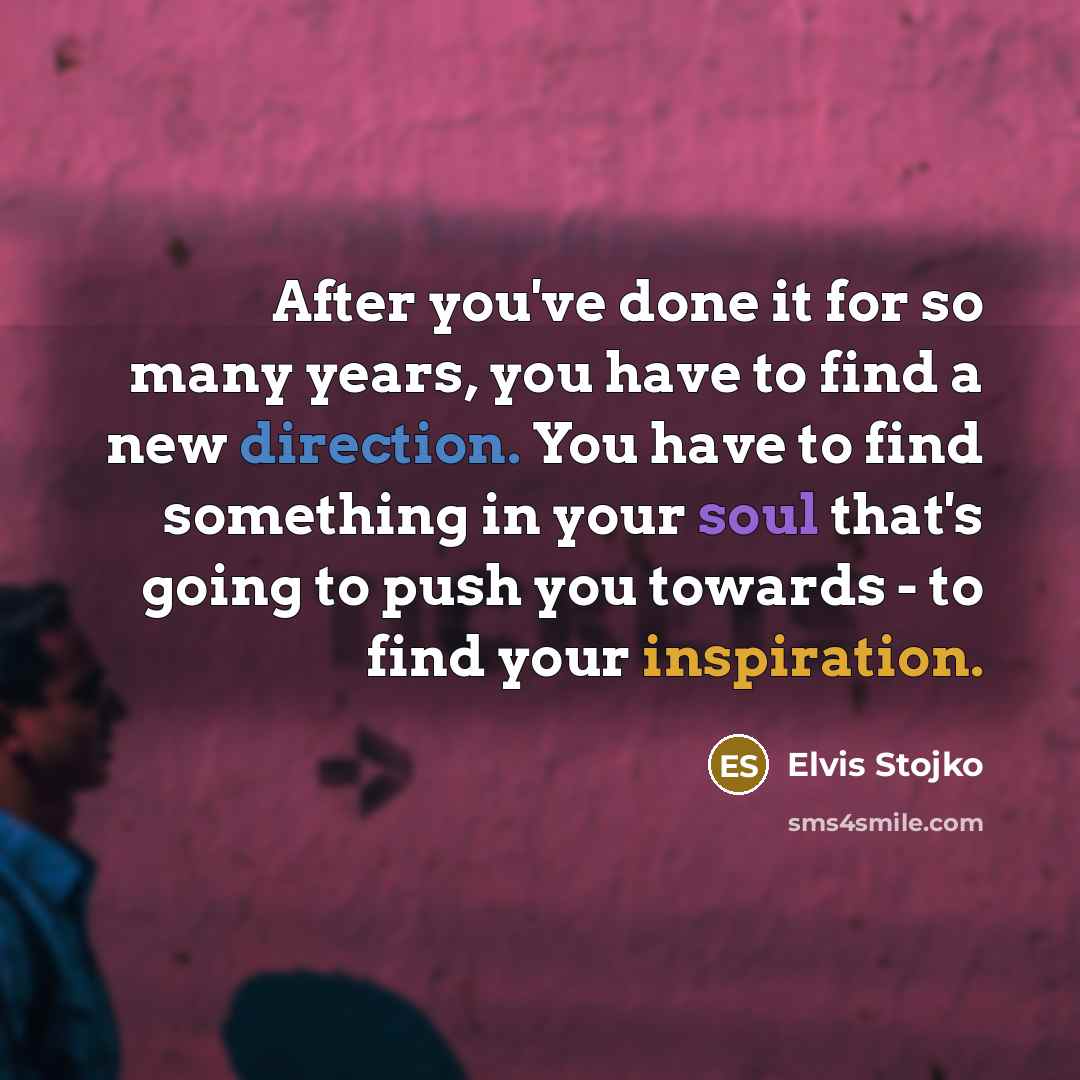 “After you've done it for so many years, you have to find a new direction. You have to find something in your soul that's going to push you towards - to find your inspiration.” quote by Elvis Stojko