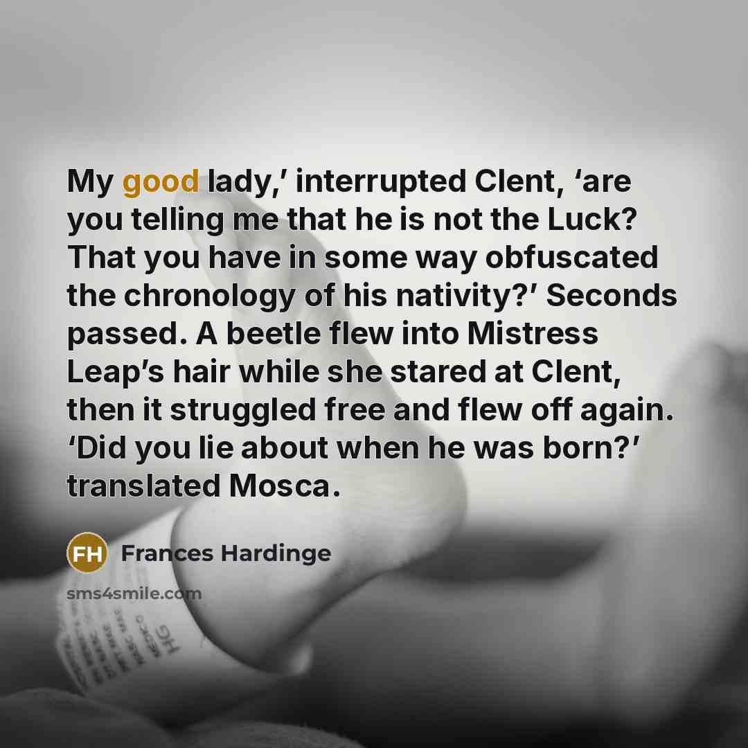 “My good lady,’ interrupted Clent, ‘are you telling me that…” quote by Frances Hardinge
