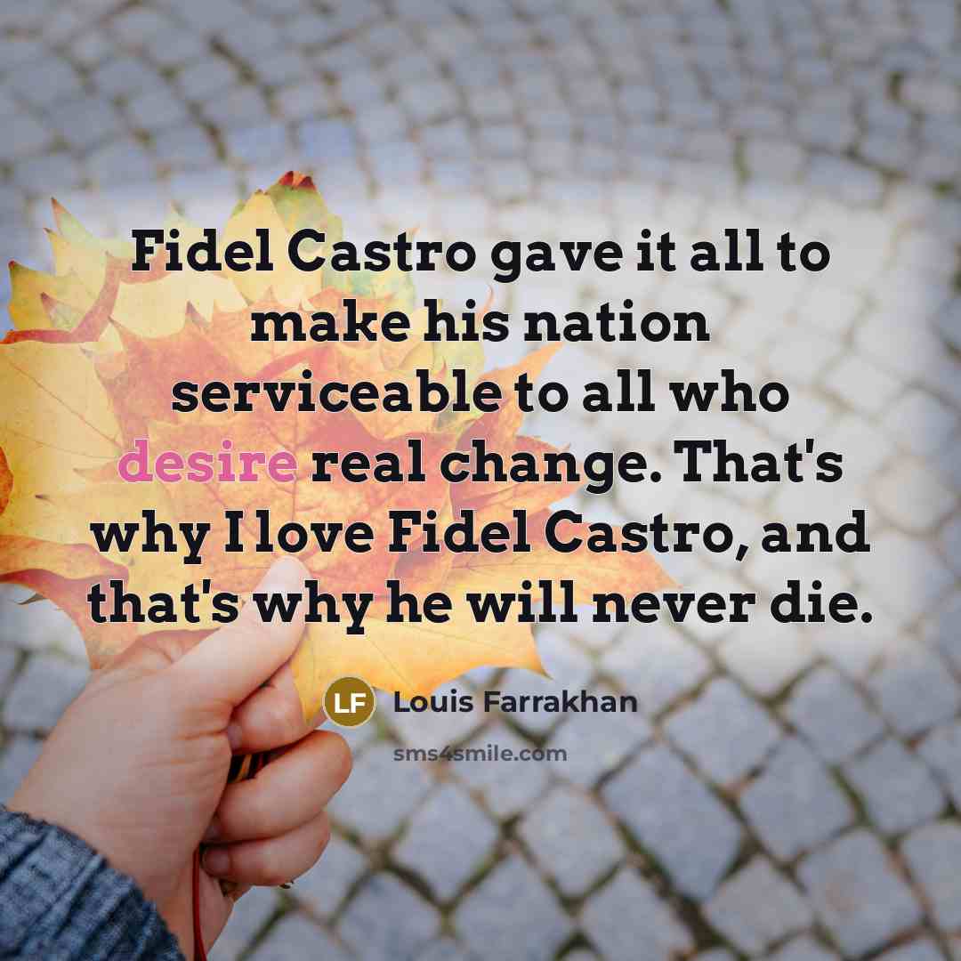 “Fidel Castro gave it all to make his nation serviceable…” quote by Louis Farrakhan