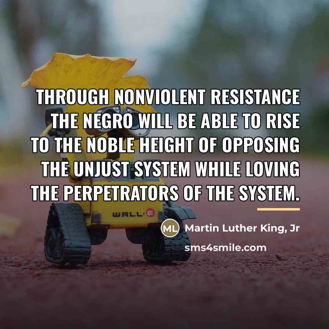 “Through nonviolent resistance the Negro will be able to rise…” quote by Martin Luther King, Jr