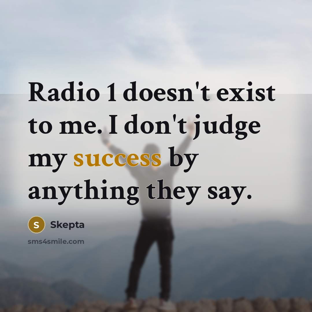 “Radio 1 doesn't exist to me. I don't judge my…” quote by Skepta