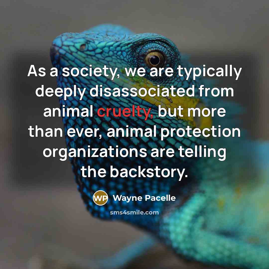 “As a society, we are typically deeply disassociated from animal…” quote by Wayne Pacelle